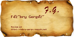 Fábry Gergő névjegykártya